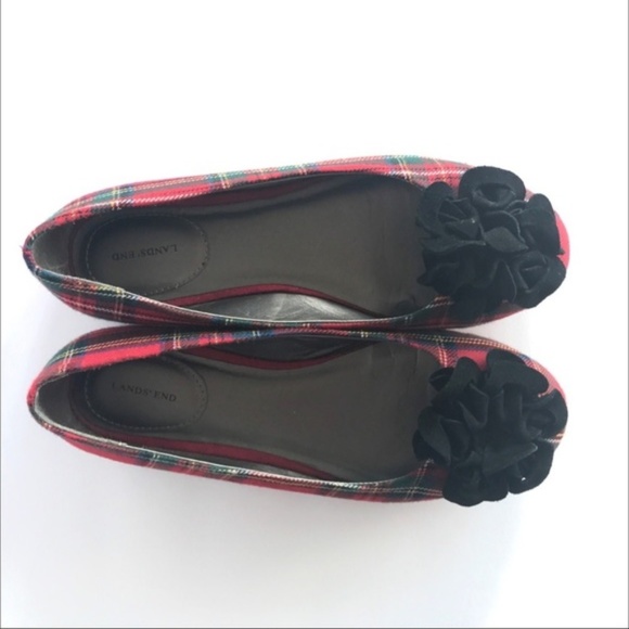 Lands' End Shoes - 🔴 Lands' End Red Plaid Ballet Flats 6.5